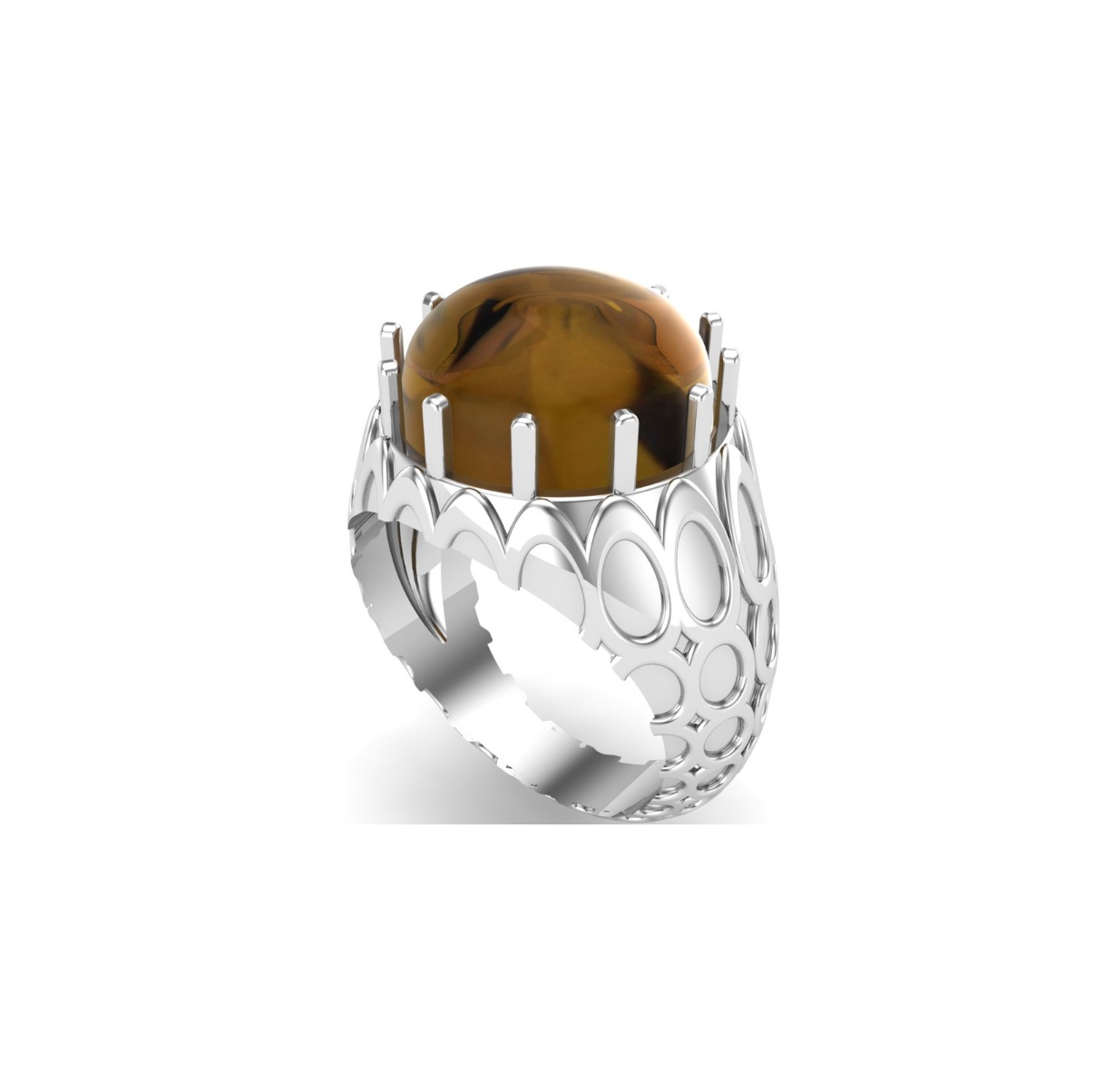 Bague œil de tigre argent Marrakech chevalière